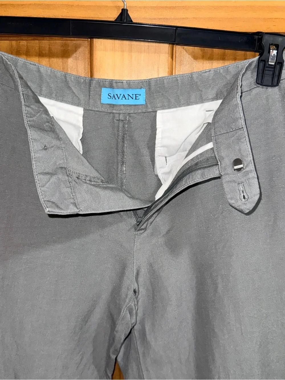 Men's Light Gray Linen Blend Casual Trousers - Classic Straight Fit-36x30-EC